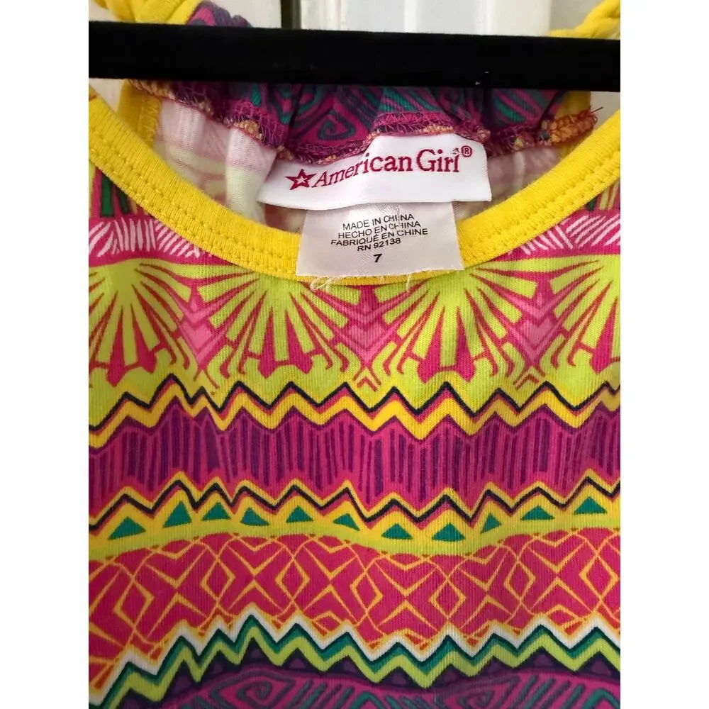 American Girl Lea Meet Dress For Girls Vibrant colorful pattern size 7